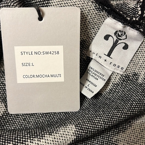 Rain + Rose Hooded Cardigan in Mocha Multi, Size Large, NWT - Picture 16 of 17